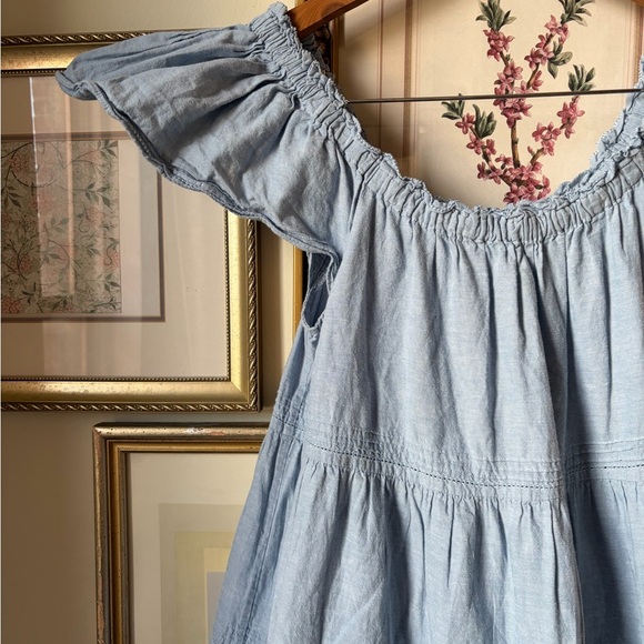The GREAT. Nightingale Midi Dress in Light Chambray Blue Small - Picture 8 of 11